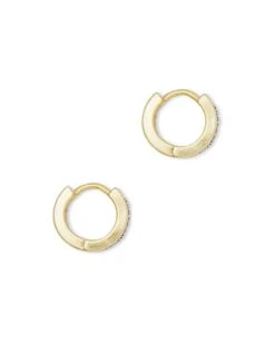 Jack Gold Huggie Earrings In White Crystal -Kendra Scott Jewelry Store kendra scott jack huggie earring gold white cz 01 lg