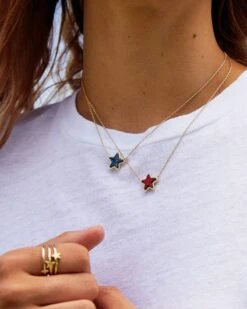 Jae Star Gold Pendant Necklace In Bright Red Drusy -Kendra Scott Jewelry Store kendra scott jae star necklace gold red drusy lg 02
