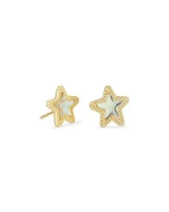 Jae Star Gold Stud Earrings In Dichroic Glass