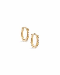 Jett 14k Yellow Gold Huggie Earrings In White Diamond