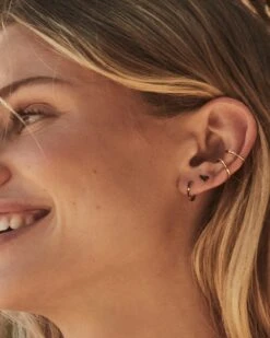 Jett 14k Yellow Gold Huggie Earrings In Black Diamond -Kendra Scott Jewelry Store kendra scott jett huggie earrings 14k yellow gold black diamond 2