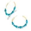 Jovie Gold Beaded Hoop Earrings In Variegated Dark Teal Magnesite -Kendra Scott Jewelry Store kendra scott jovie beaded hoop earrings gold varigated dark teal magnesite 00