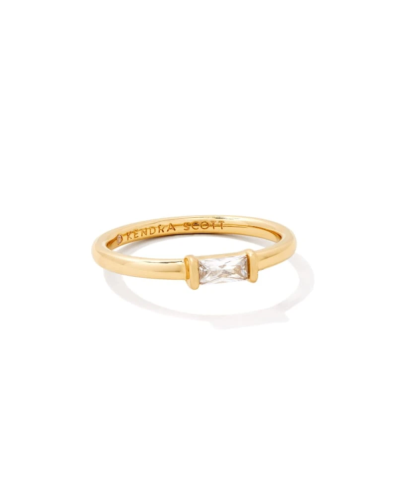Juliette Gold Band Ring In White Crystal 3 Juliette Gold Band Ring In White Crystal