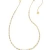 Juliette Gold Strand Necklace In White Crystal 2 Juliette Gold Strand Necklace In White Crystal -Kendra Scott Jewelry Store kendra scott juliette strand necklace gold white crystal 00