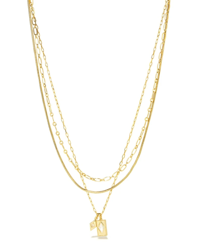 Kinsley Gold Multi Strand Necklace In Ivory Mother-of-Pearl 4 Kinsley Gold Multi Strand Necklace In Ivory Mother-of-Pearl - Image 2