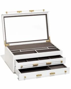Large Antique Brass Jewelry Box In White Lacquer -Kendra Scott Jewelry Store kendra scott large jewelry box organizer 01 default lg