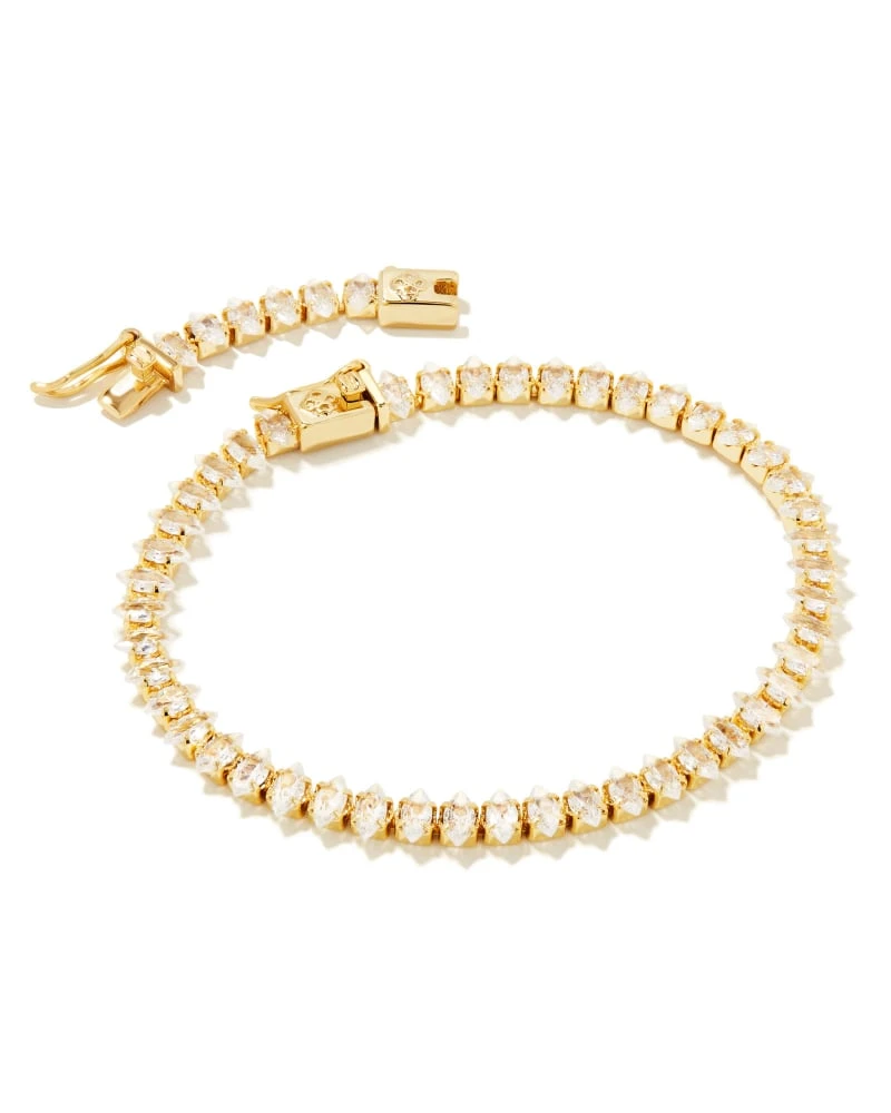 Larsan Gold Tennis Bracelet In White Crystal 3 Larsan Gold Tennis Bracelet In White Crystal