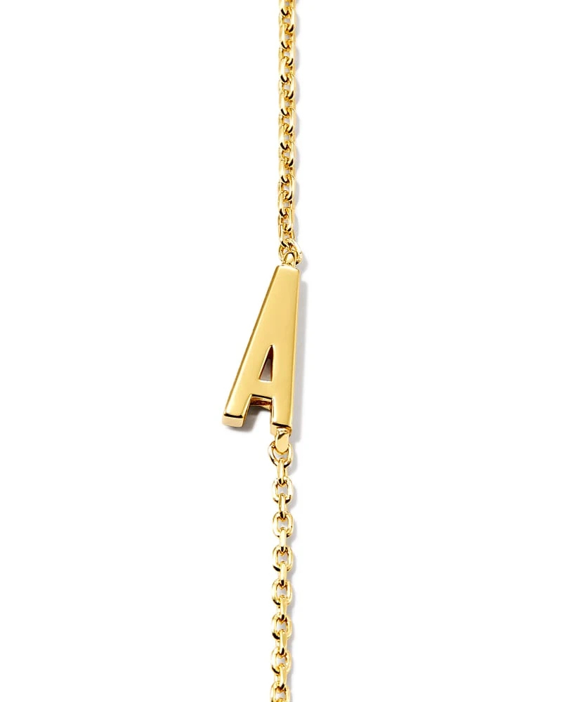 Letter A Inline Initial Necklace In 18k Gold Vermeil 6 Letter A Inline Initial Necklace In 18k Gold Vermeil - Image 4