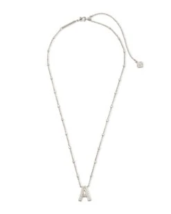 Letter A Pendant Necklace In Silver -Kendra Scott Jewelry Store kendra scott letter A pendant necklace rhodium 01 lg