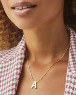 Letter A Pendant Necklace In Gold -Kendra Scott Jewelry Store kendra scott letter a pendant necklace gold 2