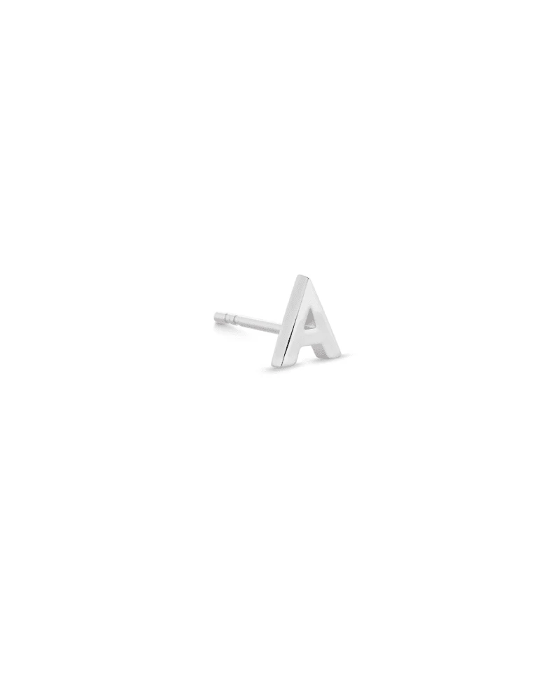 Letter A Single Stud Earring In Sterling Silver 4 Letter A Single Stud Earring In Sterling Silver - Image 2