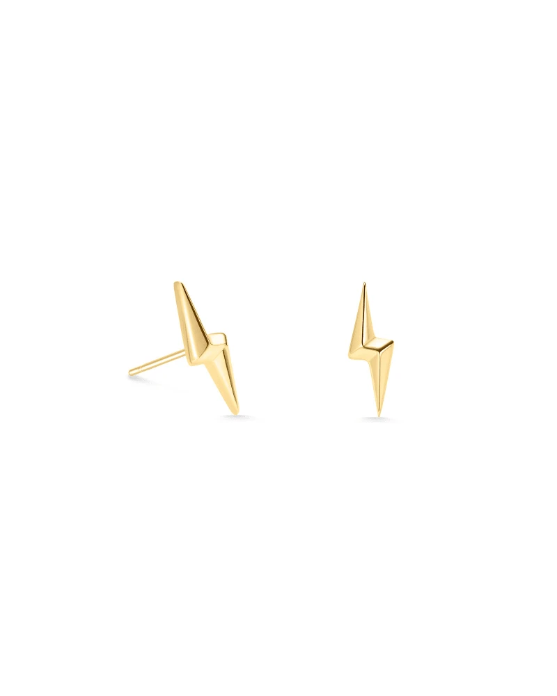 Lightning Bolt Mini Stud Earrings In 18k Gold Vermeil 3 Lightning Bolt Mini Stud Earrings In 18k Gold Vermeil