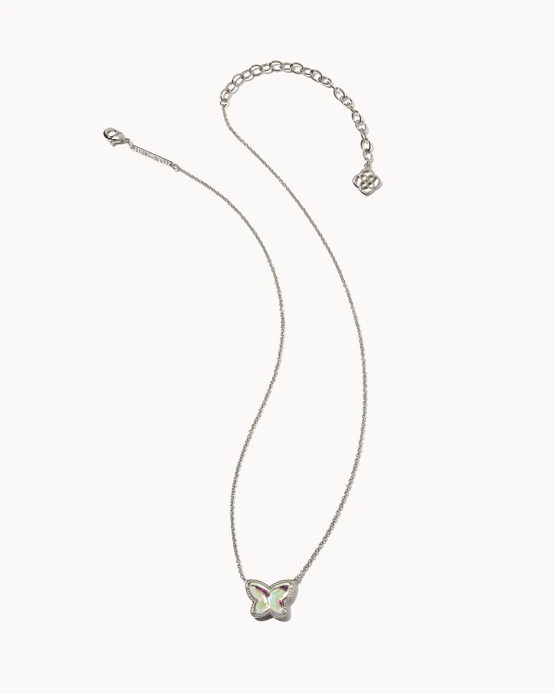 Lillia Butterfly Silver Pendant Necklace In Dichroic Glass 5 Lillia Butterfly Silver Pendant Necklace In Dichroic Glass - Image 3