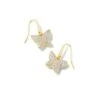 Lillia Crystal Butterfly Gold Drop Earrings In White Crystal