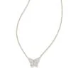 Lillia Butterfly Silver Pendant Necklace In White Crystal -Kendra Scott Jewelry Store kendra scott lillia crystal pendant necklace rhodium white crystal 00