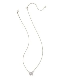 Lillia Butterfly Silver Pendant Necklace In White Crystal 5 Lillia Butterfly Silver Pendant Necklace In White Crystal -Kendra Scott Jewelry Store kendra scott lillia crystal pendant necklace rhodium white crystal 01
