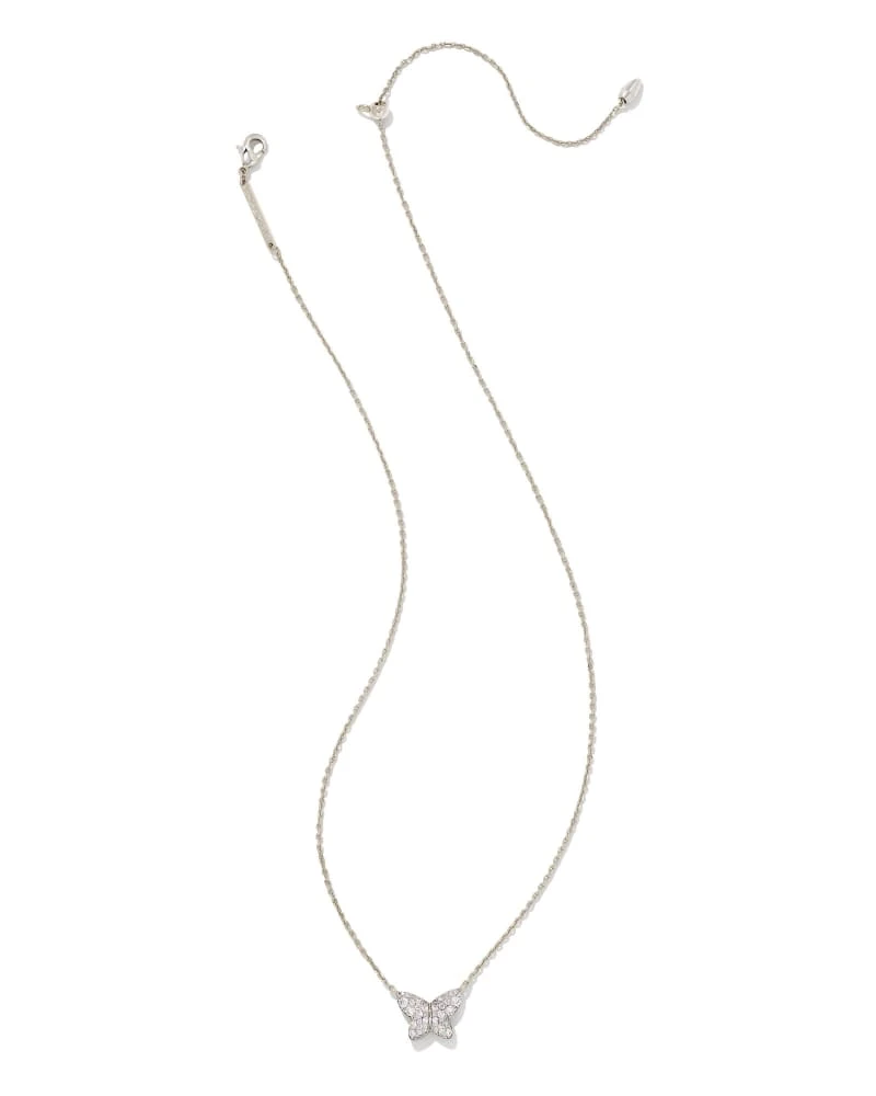 Lillia Butterfly Silver Pendant Necklace In White Crystal 4 Lillia Butterfly Silver Pendant Necklace In White Crystal - Image 2