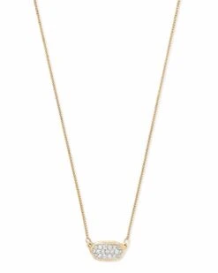 Lisa Pendant Necklace In Pave Diamond And 14k Yellow Gold -Kendra Scott Jewelry Store kendra scott lisa necklace 14k yellow gold diamond 01 lg