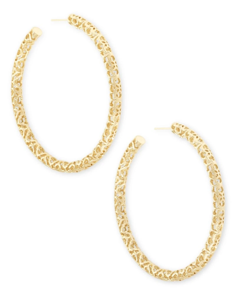 Maggie Hoop Earrings In Gold Filigree 3 Maggie Hoop Earrings In Gold Filigree
