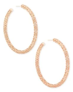 Maggie Hoop Earrings In Rose Gold Filigree