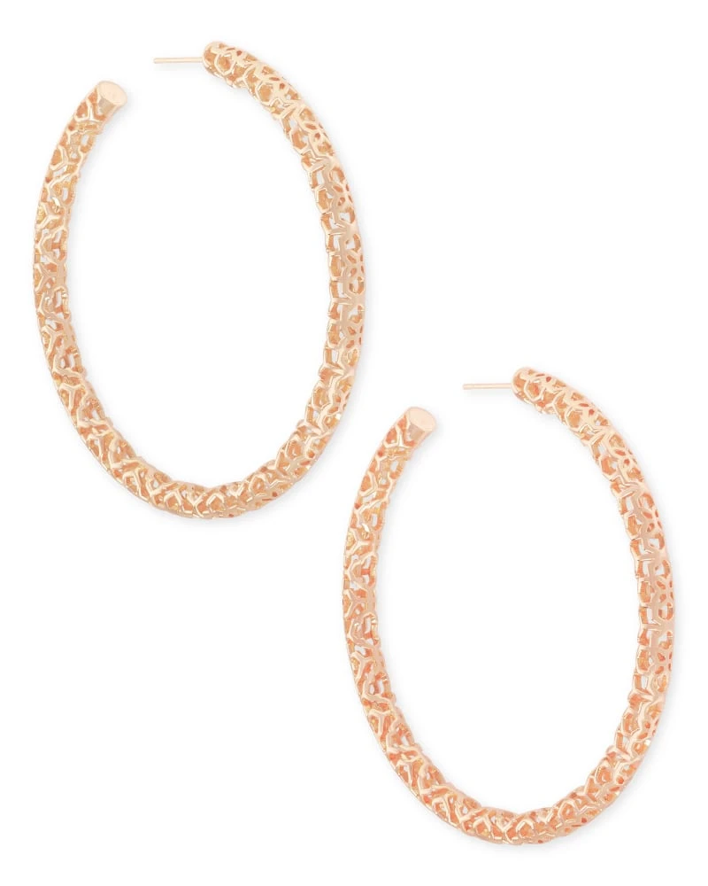 Maggie Hoop Earrings In Rose Gold Filigree 2 Maggie Hoop Earrings In Rose Gold Filigree