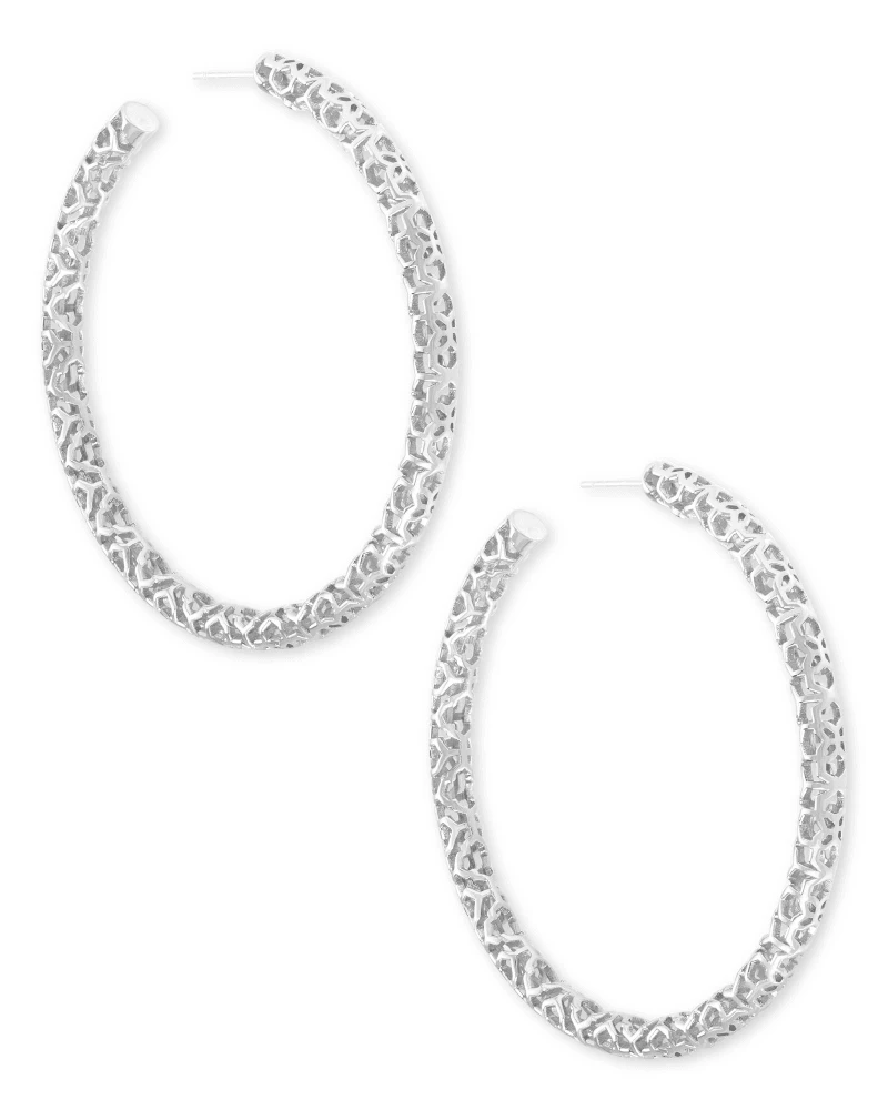 Maggie Hoop Earrings In Silver Filigree 3 Maggie Hoop Earrings In Silver Filigree