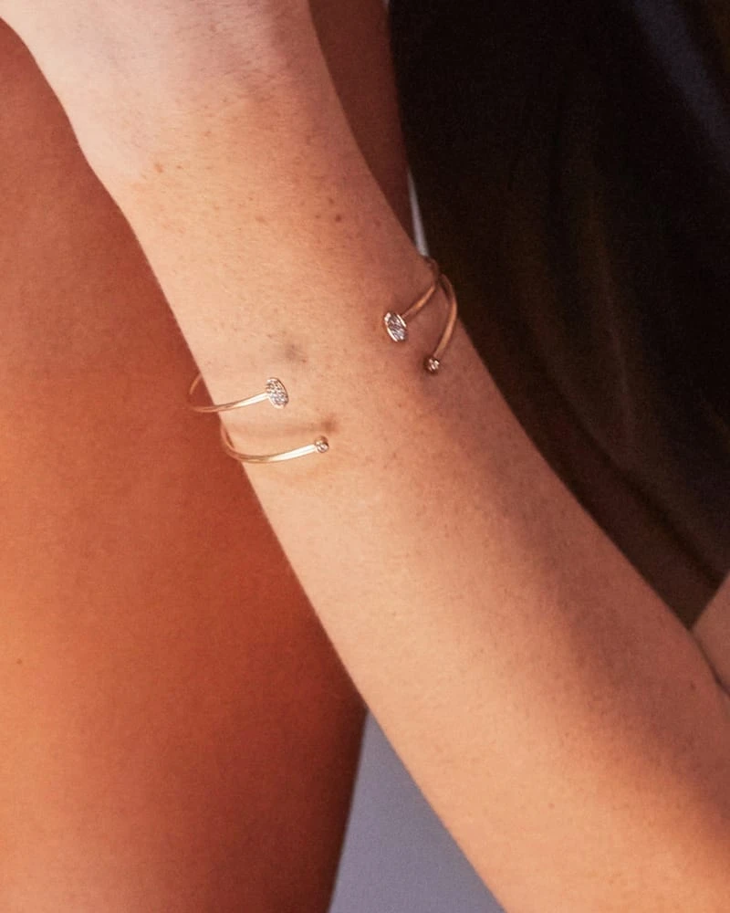 Marisa 14k Yellow Gold Cuff Bracelet In White Diamond 5 Marisa 14k Yellow Gold Cuff Bracelet In White Diamond - Image 3