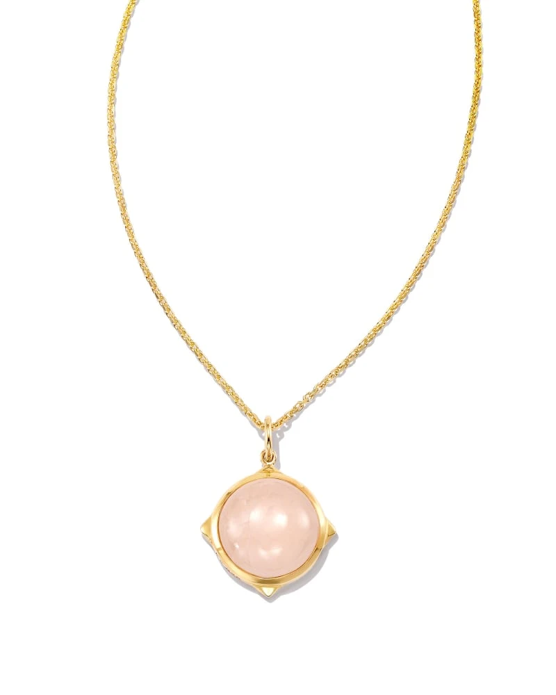 Matilda 18k Gold Vermeil Stone Charm Necklace In Rose Quartz 3 Matilda 18k Gold Vermeil Stone Charm Necklace In Rose Quartz
