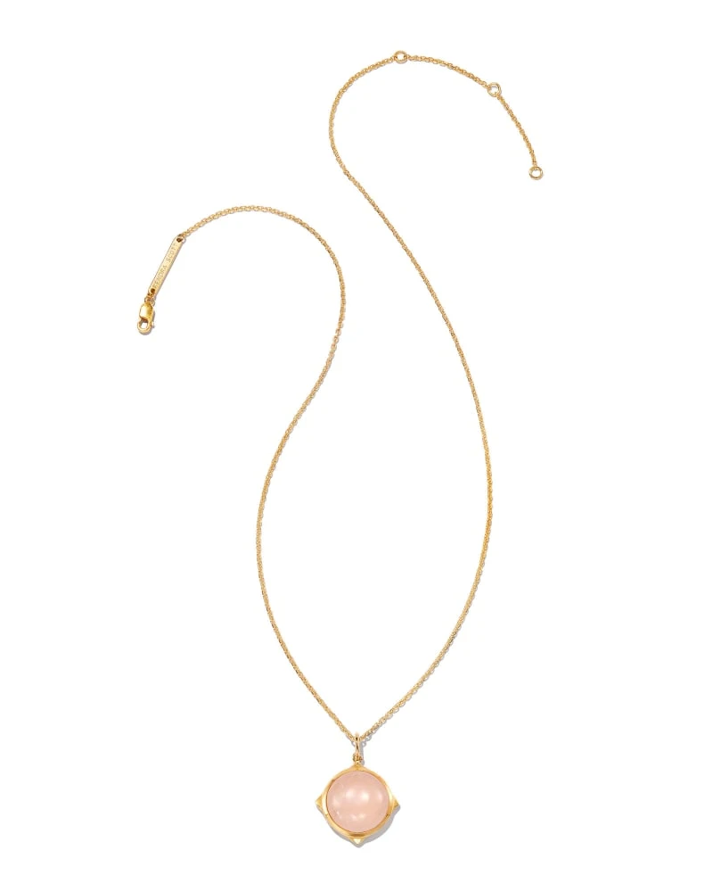 Matilda 18k Gold Vermeil Stone Charm Necklace In Rose Quartz 4 Matilda 18k Gold Vermeil Stone Charm Necklace In Rose Quartz - Image 2