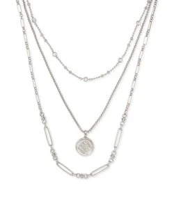 Medallion Coin Multi Strand Necklace In Silver