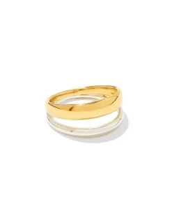 Meg Double Band Ring In Mixed Metal