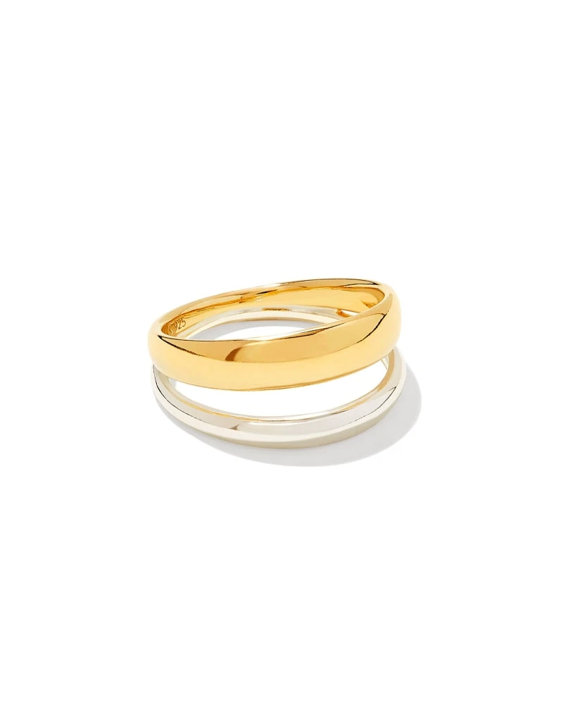 Meg Double Band Ring In Mixed Metal 3 Meg Double Band Ring In Mixed Metal
