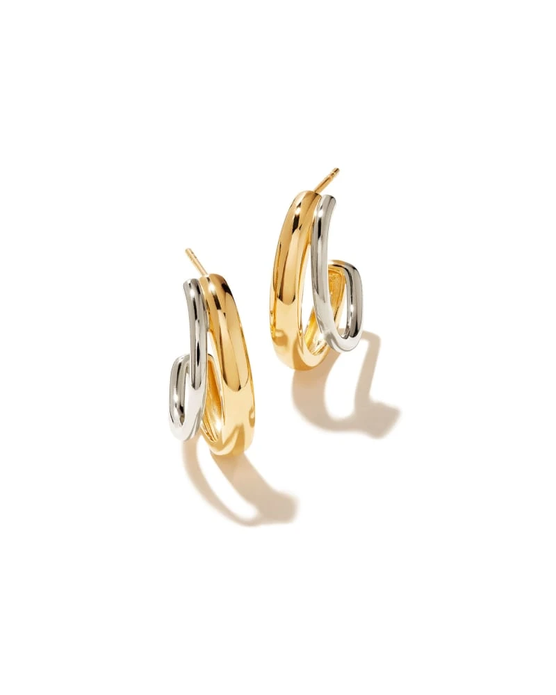 Meg Double Hoop Earrings In Mixed Metal 3 Meg Double Hoop Earrings In Mixed Metal