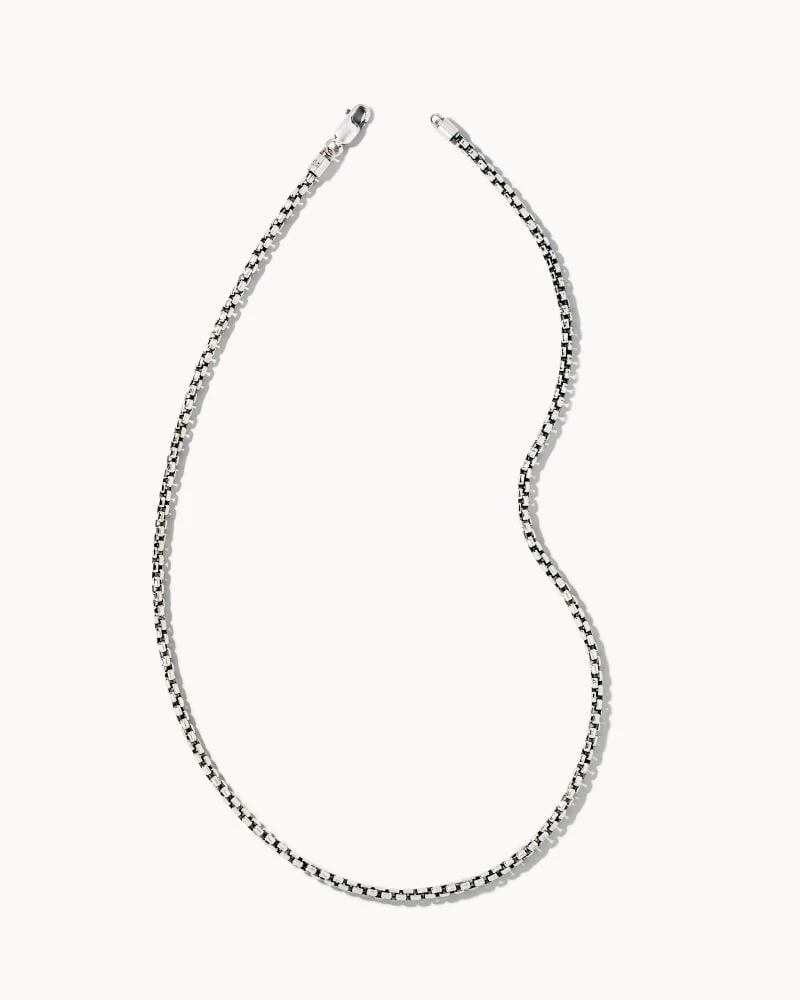 Beck Round Box Chain Necklace In Oxidized Sterling Silver 3 Beck Round Box Chain Necklace In Oxidized Sterling Silver