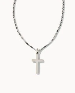 Cross Necklace In Oxidized Sterling Silver