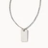 Dog Tag Necklace In Oxidized Sterling Silver