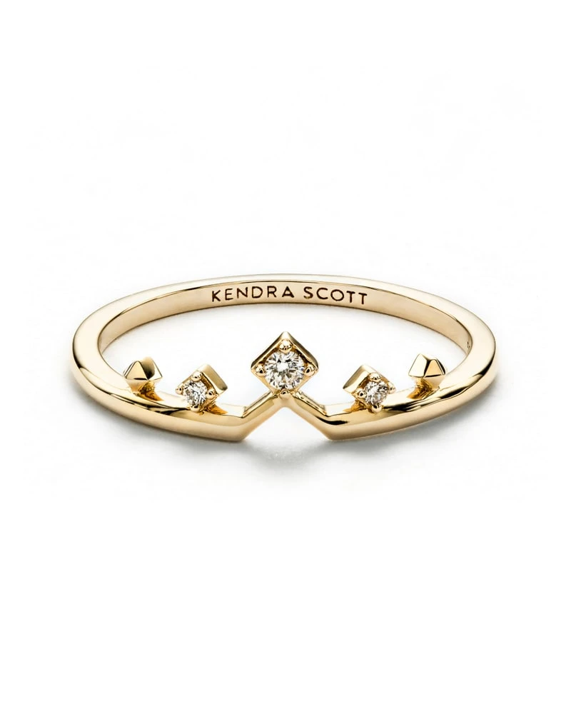 Michelle 14k Yellow Gold Band Ring In White Diamond 3 Michelle 14k Yellow Gold Band Ring In White Diamond