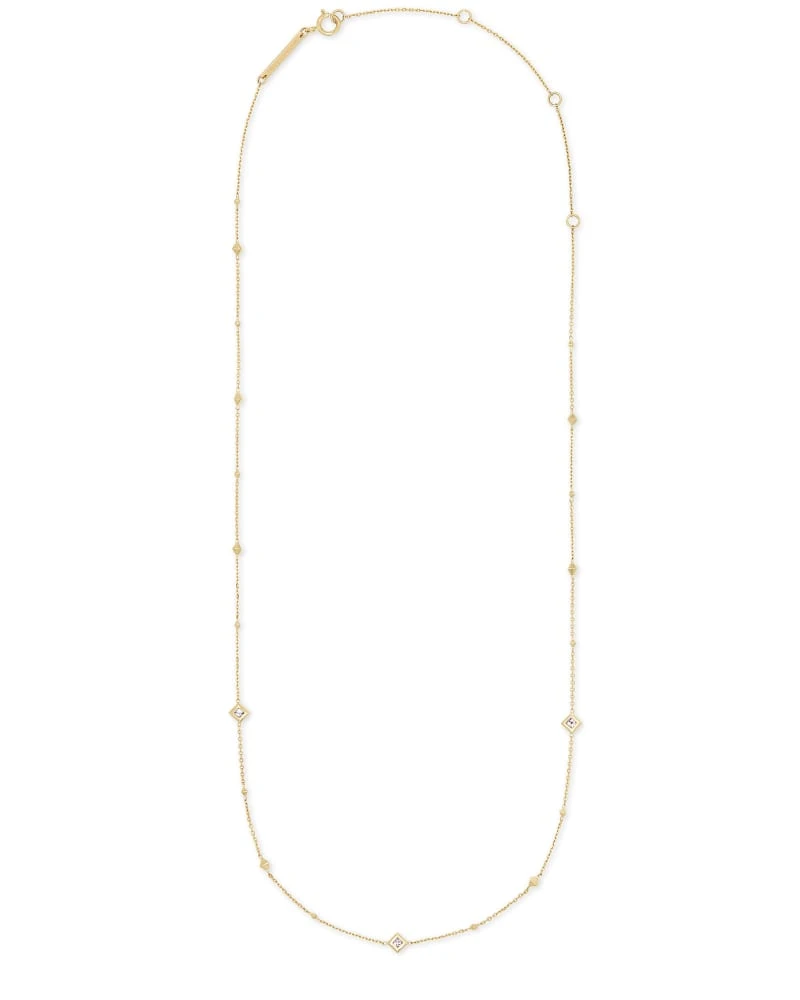 Michelle 14k Yellow Gold Strand Necklace In White Diamond 8 Michelle 14k Yellow Gold Strand Necklace In White Diamond - Image 6