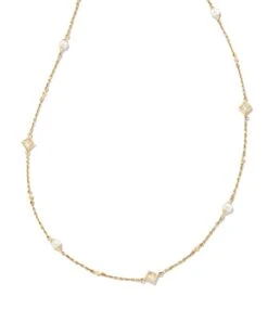 Michelle 14k Yellow Gold Strand Necklace In White Pearl