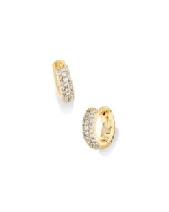 Mikki Pave Huggie Earrings In Gold