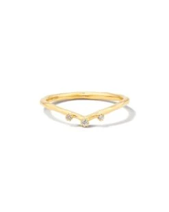Noelle 14k Yellow Gold Band Ring In White Diamond