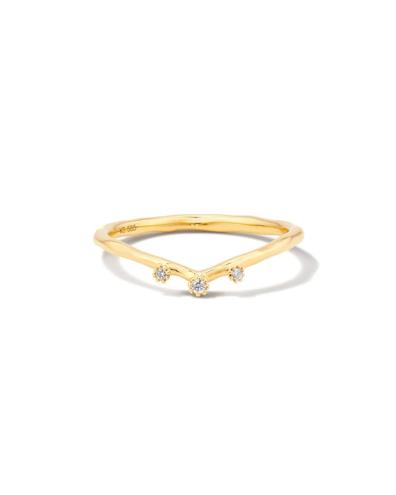Noelle 14k Yellow Gold Band Ring In White Diamond 3 Noelle 14k Yellow Gold Band Ring In White Diamond