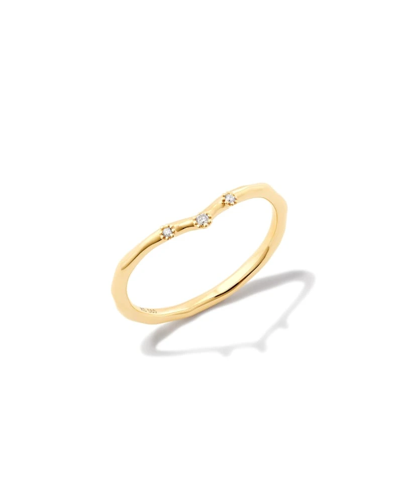 Noelle 14k Yellow Gold Band Ring In White Diamond 4 Noelle 14k Yellow Gold Band Ring In White Diamond - Image 2