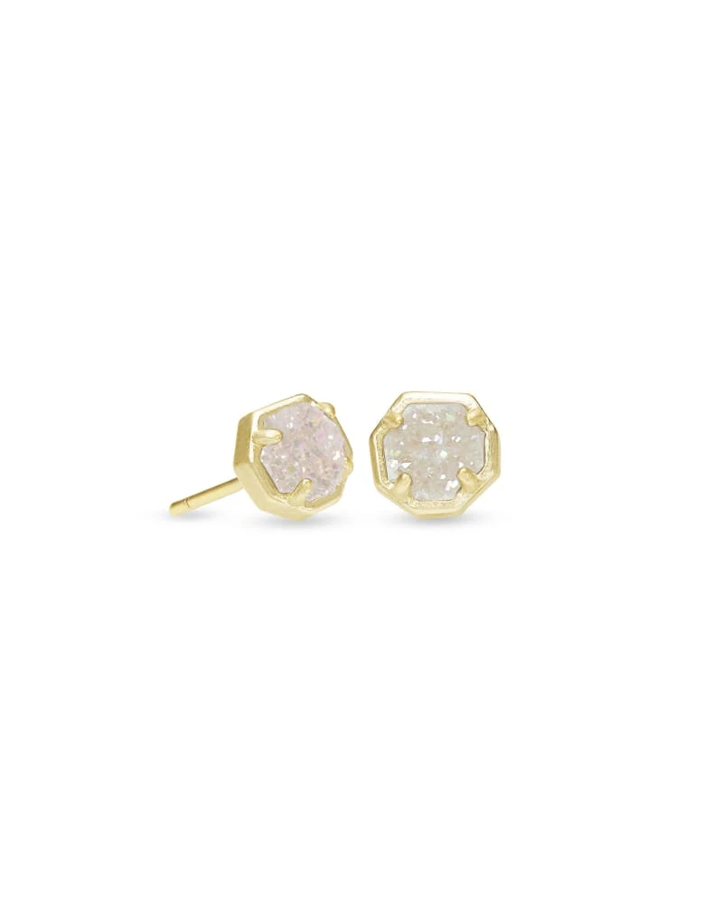 Nola Gold Stud Earrings In Iridescent Drusy 3 Nola Gold Stud Earrings In Iridescent Drusy