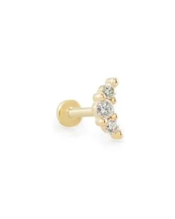 Orion Mini 14k Yellow Gold Single Stud Earring In White Diamond