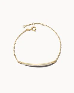Ott 14k Yellow Gold Delicate Bracelet In White Diamond
