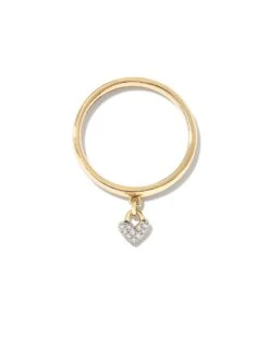 Pave Heart Padlock 14k Yellow Gold Band Ring In White Diamond -Kendra Scott Jewelry Store kendra scott pave heart padlock band ring 14k yellow gold white diamond 01