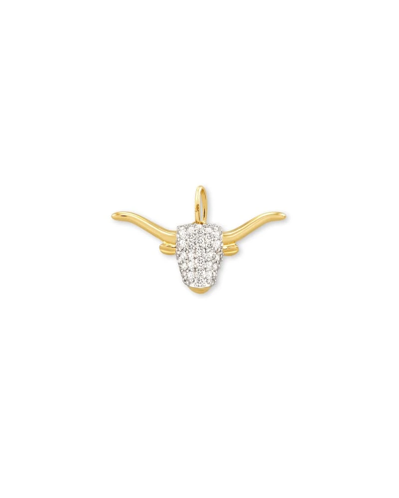 Pave Longhorn 14k Yellow Gold Charm In White Diamond 3 Pave Longhorn 14k Yellow Gold Charm In White Diamond