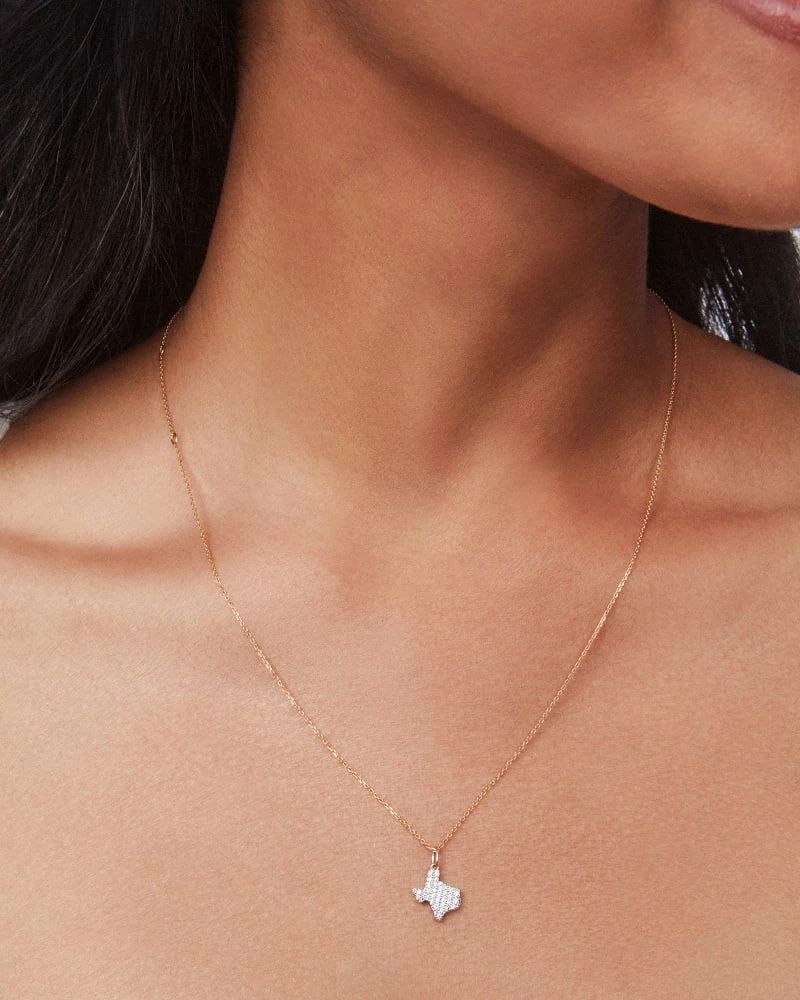 Pave State Of Texas 14k Yellow Gold Charm In White Diamond 4 Pave State Of Texas 14k Yellow Gold Charm In White Diamond - Image 2