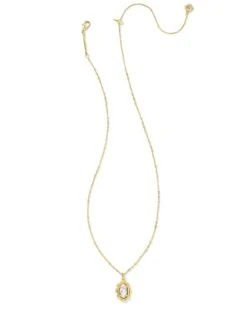 Piper Gold Pendant Necklace In White Howlite -Kendra Scott Jewelry Store kendra scott piper pendant necklace gold white howlite 00
